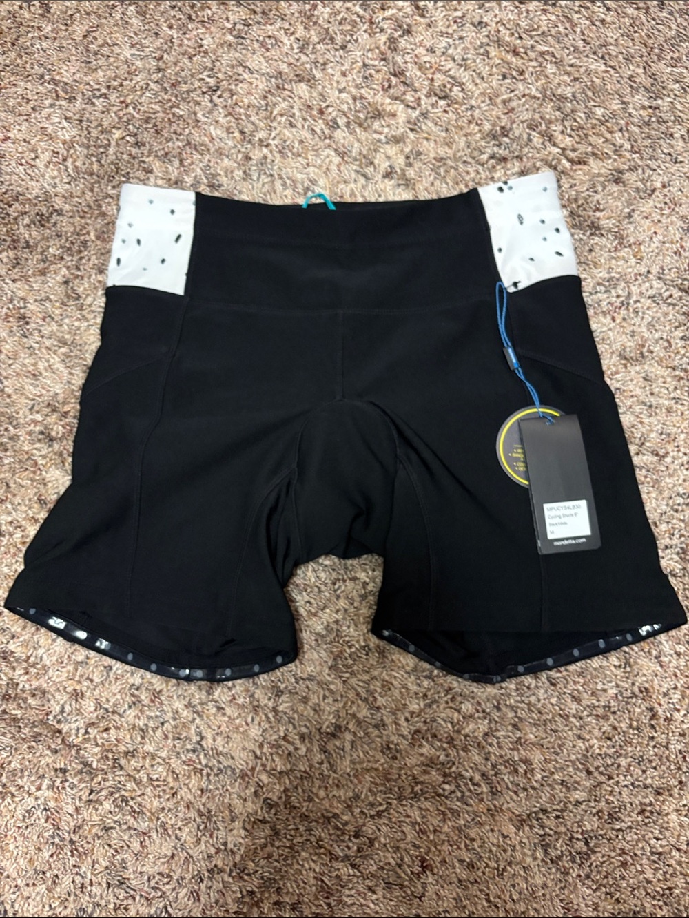 Mondetta Black Bike Shorts with White Speckle Waist Panels